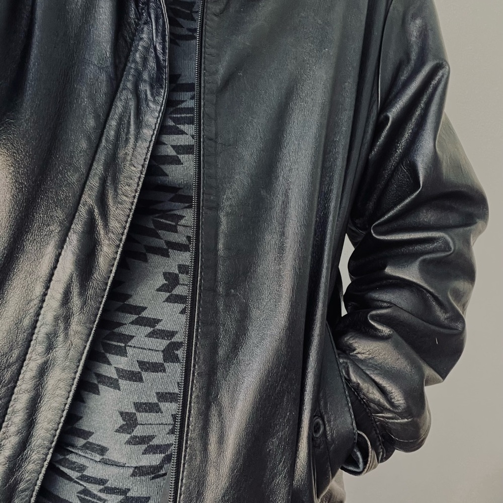 Black Womens Leather Jacket, Stanley Blacker Size 10 Vintage  Leather